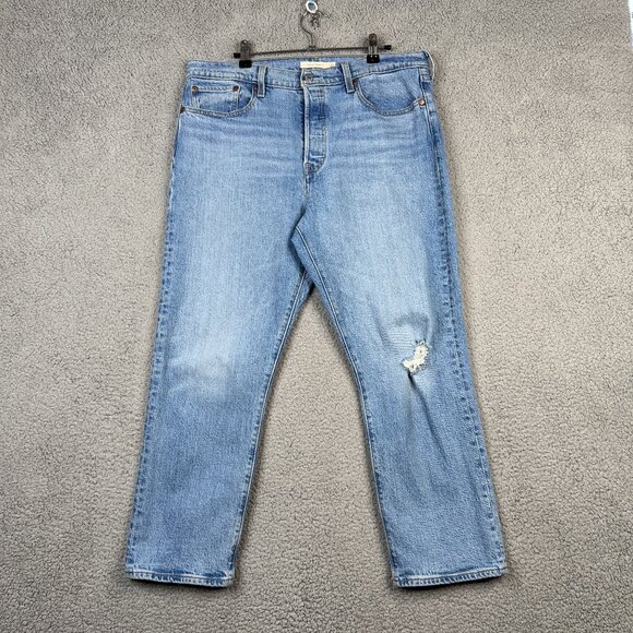 Levis Premium Jeans Womens Size 32x26 Light Stone Wash Wedgie Straight Fit - Picture 1 of 12